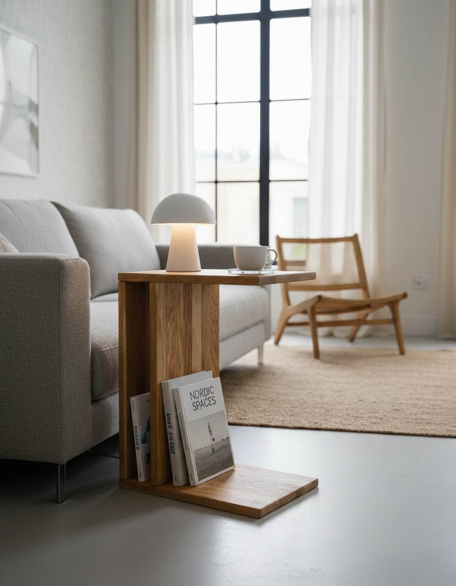 Stolik boczny 01 Dabov – stolik do salonu z litego drewna, dąb i olcha